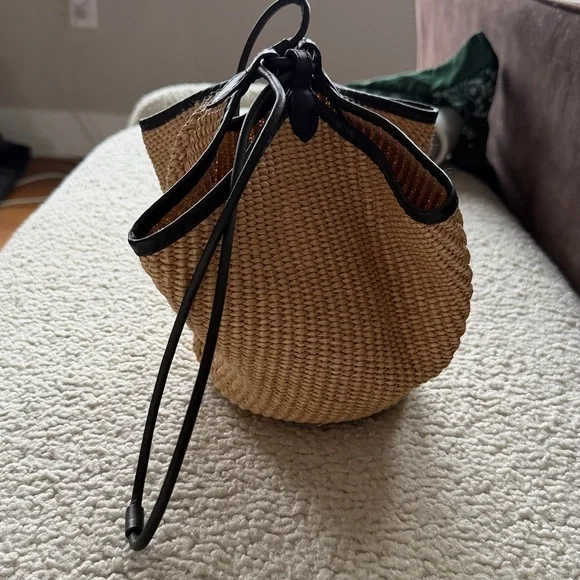 KHAITE Mini Lotus Woven Raffia Leather Top Handle Bag Purse - Picture 4 of 8